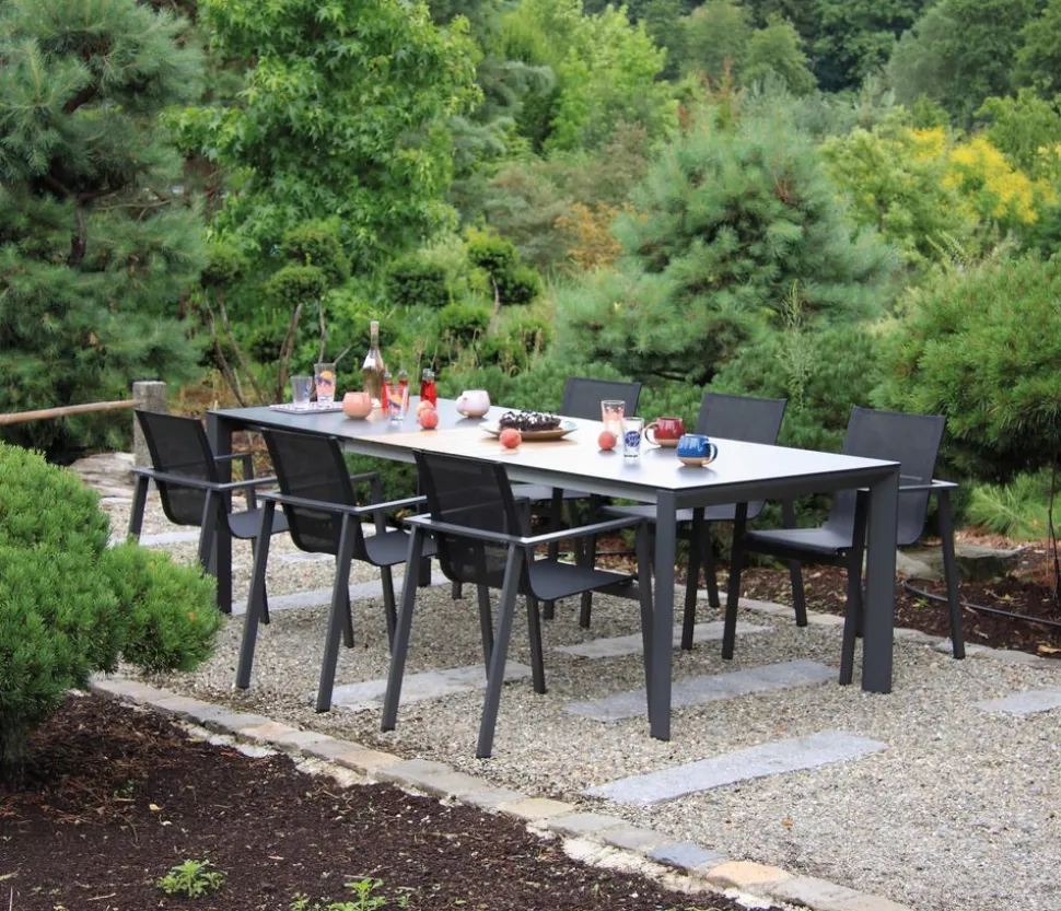 Acamp Gartenmöbel-Set Ausziehtisch Auris und Stapelstuhl Skye, 7-teilig