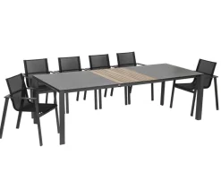 Acamp Gartenmöbel-Set Ausziehtisch Auris und Stapelstuhl Skye, 7-teilig