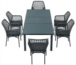 Acamp Gartenmöbel-Set Ausziehtisch Chicago und Stapelsessel Rom, 7-teilig