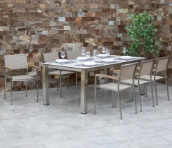 Acamp Gartenmöbel-Set Keramiktisch Auris und Stapelstuhl Skye, 7-teilig