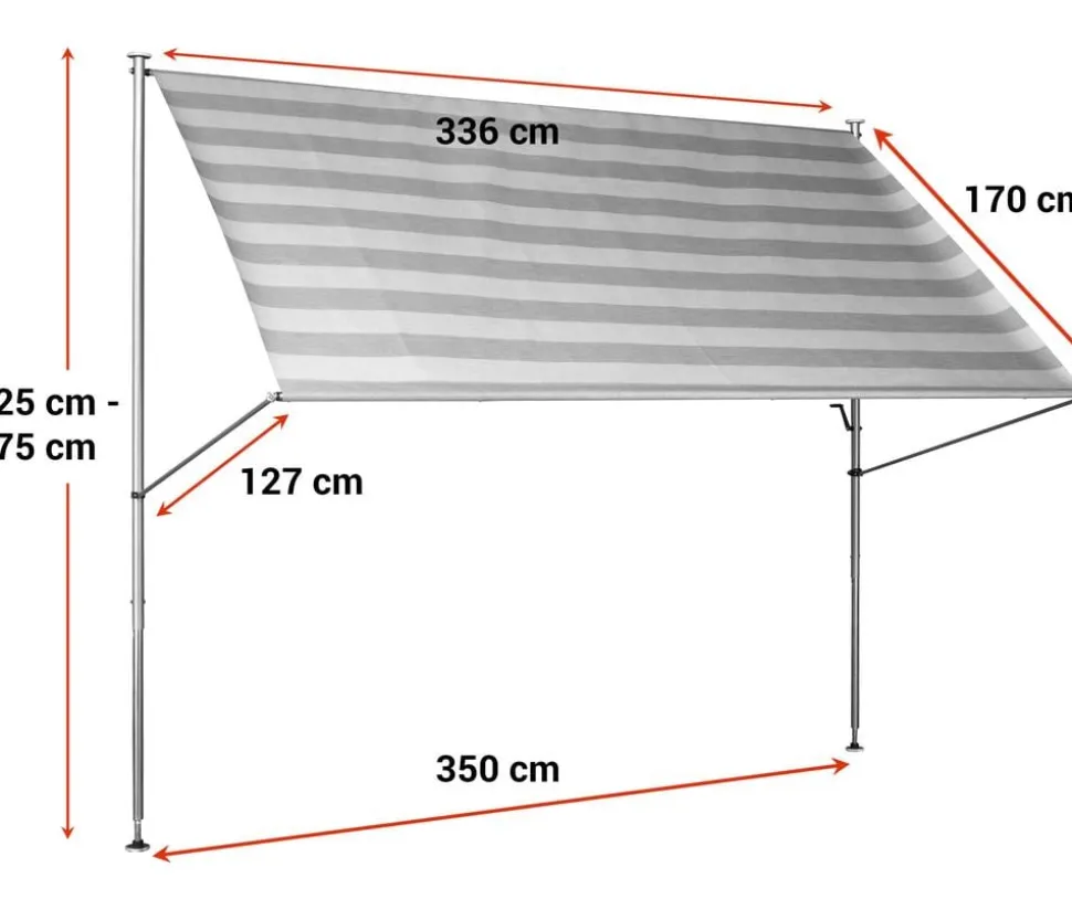 Angerer Klemmmarkise Premium, gestreift, ca. B350/H275/T170 cm