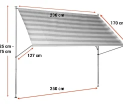 Angerer Klemmmarkise Premium, gestreift, ca. B250/H275/T170 cm