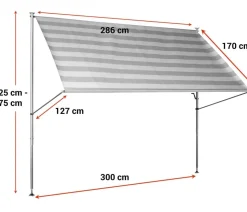 Angerer Klemmmarkise Premium, gestreift, ca. B300/H275/T170 cm