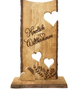 Badeko Holz-Ständer Herzlich Willkommen mit Herzen, ca. H75 cm