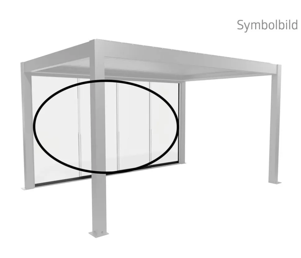 Biohort Glasschiebewand für Pergolen Klarglas 3,5 m, ca. B327,5/H234,9/T6,9 cm