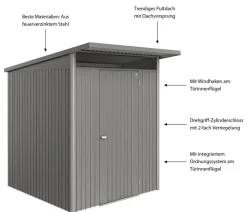 Biohort Metallgerätehaus AvantGarde ECO A1, ca. B180/H218/T220 cm