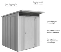 Biohort Metallgerätehaus AvantGarde ECO A1, ca. B180/H218/T220 cm