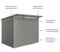 Biohort Metallgerätehaus AvantGarde ECO A5, ca. B260/H218/T220 cm