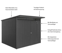 Biohort Metallgerätehaus AvantGarde ECO A6, ca. B260/H218/T260 cm