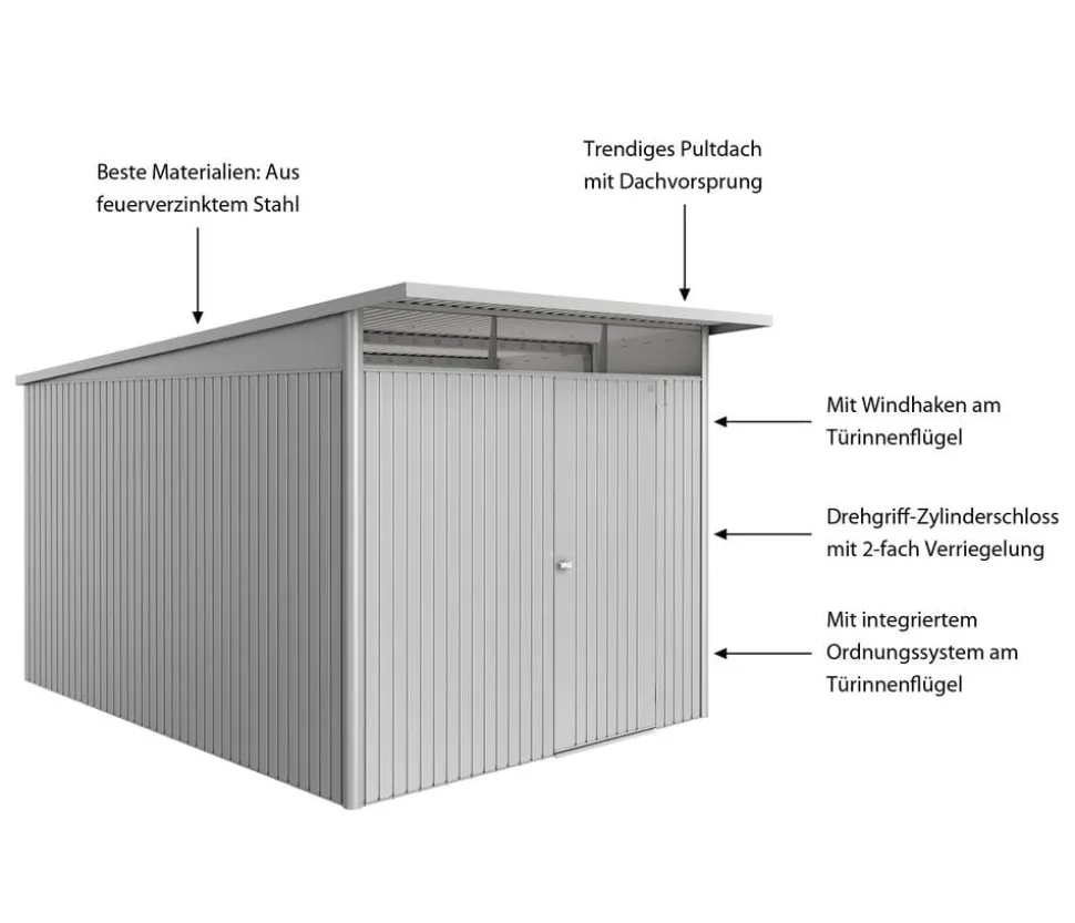 Biohort Metallgerätehaus AvantGarde ECO A8, ca. B260/H222/T380 cm