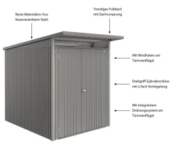 Biohort Metallgerätehaus AvantGarde ECO A2, ca. B180/H218/T260 cm