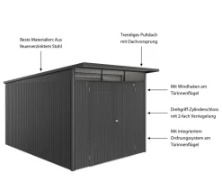 Biohort Metallgerätehaus AvantGarde ECO A8, ca. B260/H222/T380 cm