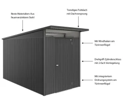 Biohort Metallgerätehaus AvantGarde ECO A4, ca. B180/H222/T380 cm