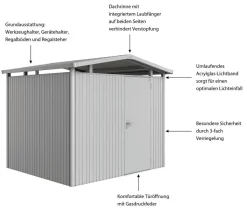 Biohort Metallgerätehaus Panorama® P3, ca. B273/H227/T238 cm