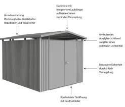 Biohort Metallgerätehaus Panorama® P5, ca. B273/H227/T318 cm