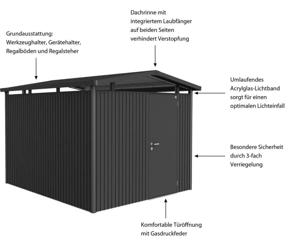 Biohort Metallgerätehaus Panorama® P5, ca. B273/H227/T318 cm