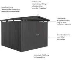 Biohort Metallgerätehaus Panorama® P4, ca. B273/H227/T278 cm