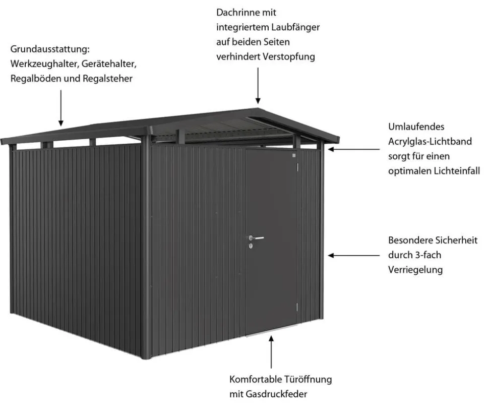 Biohort Metallgerätehaus Panorama® P4, ca. B273/H227/T278 cm