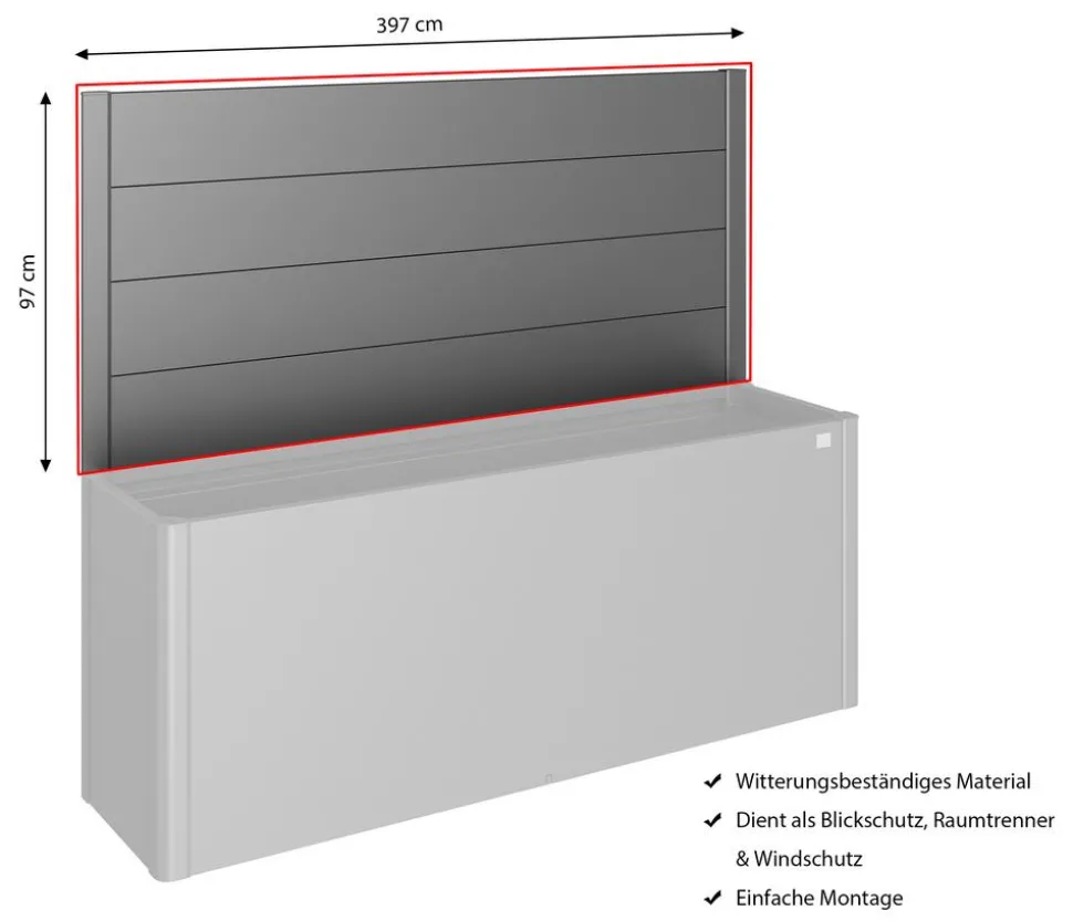 Biohort Sichtschutz für HochBeet 4x1, ca. B397/H91/T4 cm