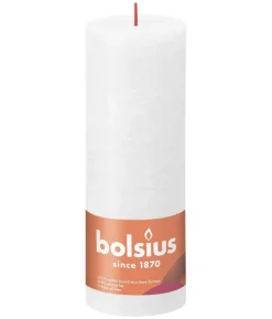 Bolsius Rustik Stumpenkerze Shine, wolkiges weiß, ca. Ø6,8/H19 cm