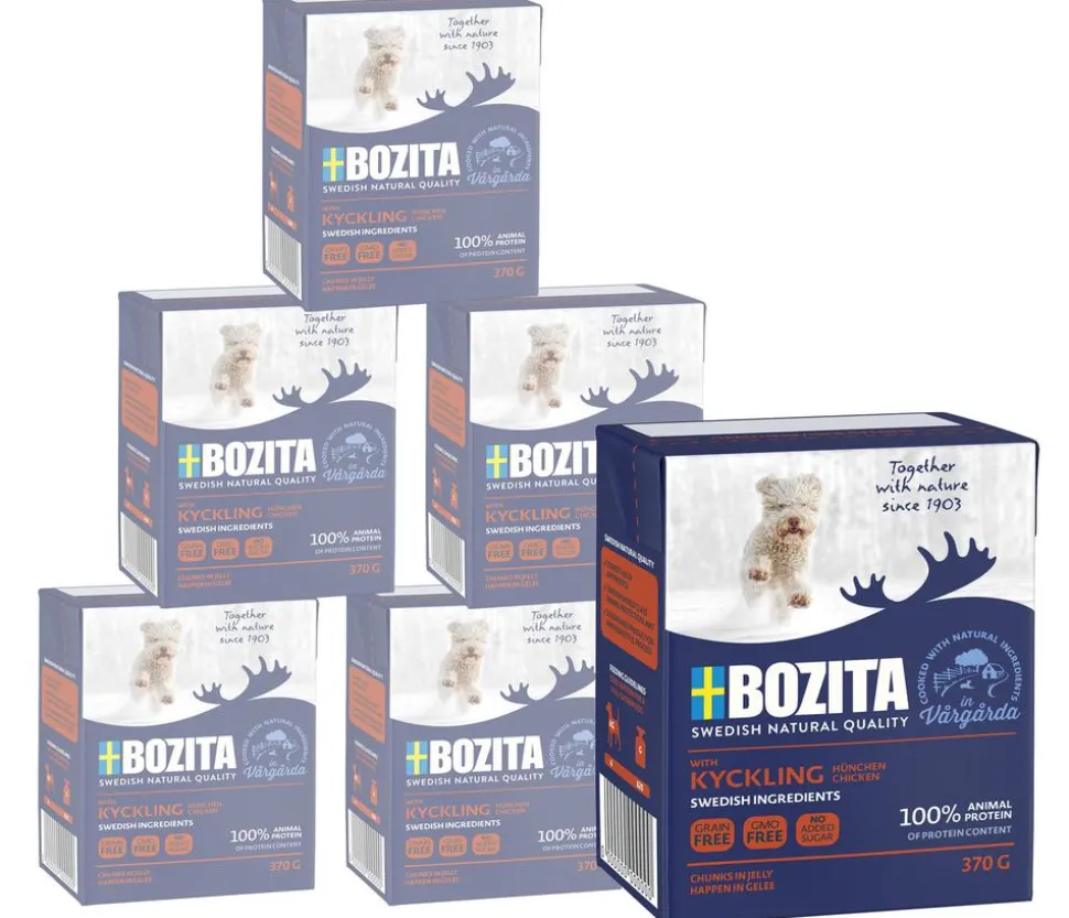 BOZITA Nassfutter für Hunde Häppchen in Gelee, 6 x 370 g