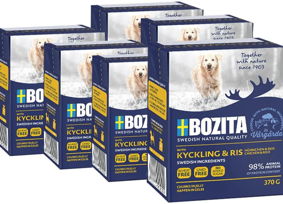 BOZITA Nassfutter für Hunde Häppchen in Gelee, 6 x 370 g