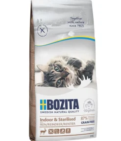 BOZITA Trockenfutter für Katzen Indoor & Sterilised Grain Free Reindeer, Rentier