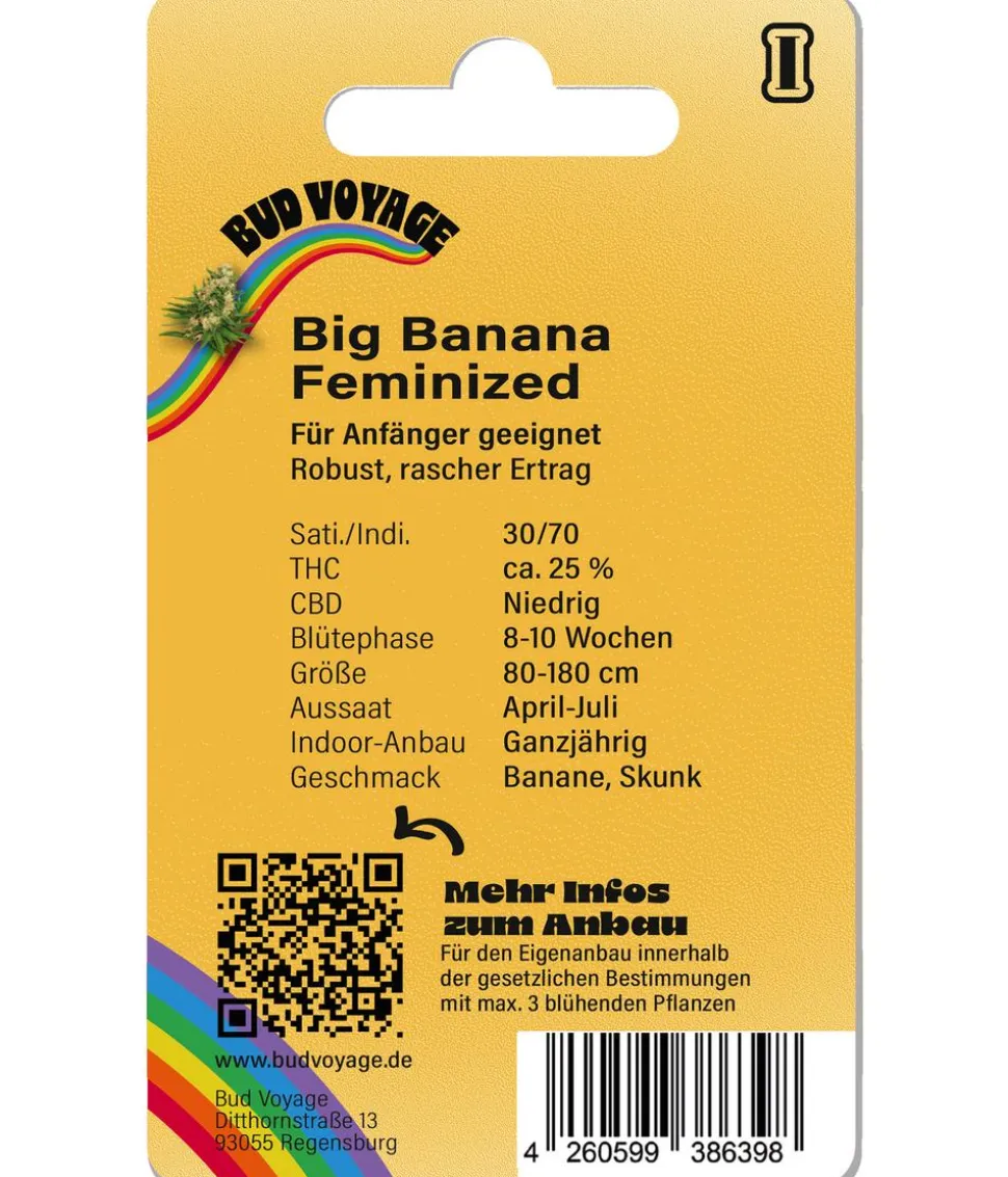 Bud Voyage Hanfsamen Anti-Stress Big Banana, 3 Stk.