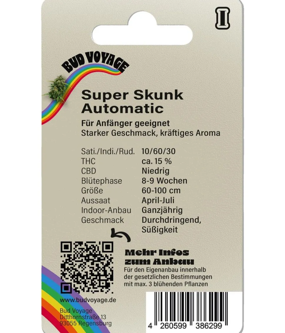 Bud Voyage Hanfsamen Schmerz weg Super Skunk, 3 Stk.