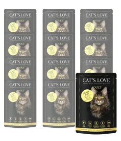 CAT'S LOVE Nassfutter für Katzen Adult Pur, 12 x 85 g