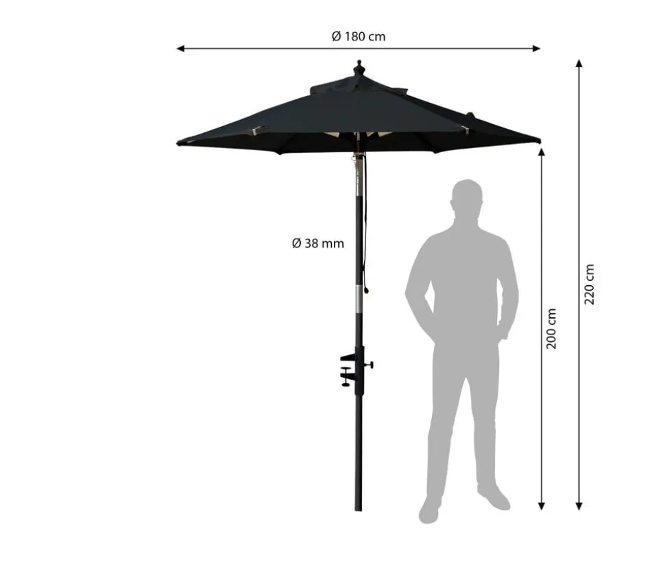 Cinas Balkonschirm, rund, ca. Ø180/H200 cm