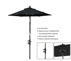 Cinas Balkonschirm, rund, ca. Ø180/H200 cm