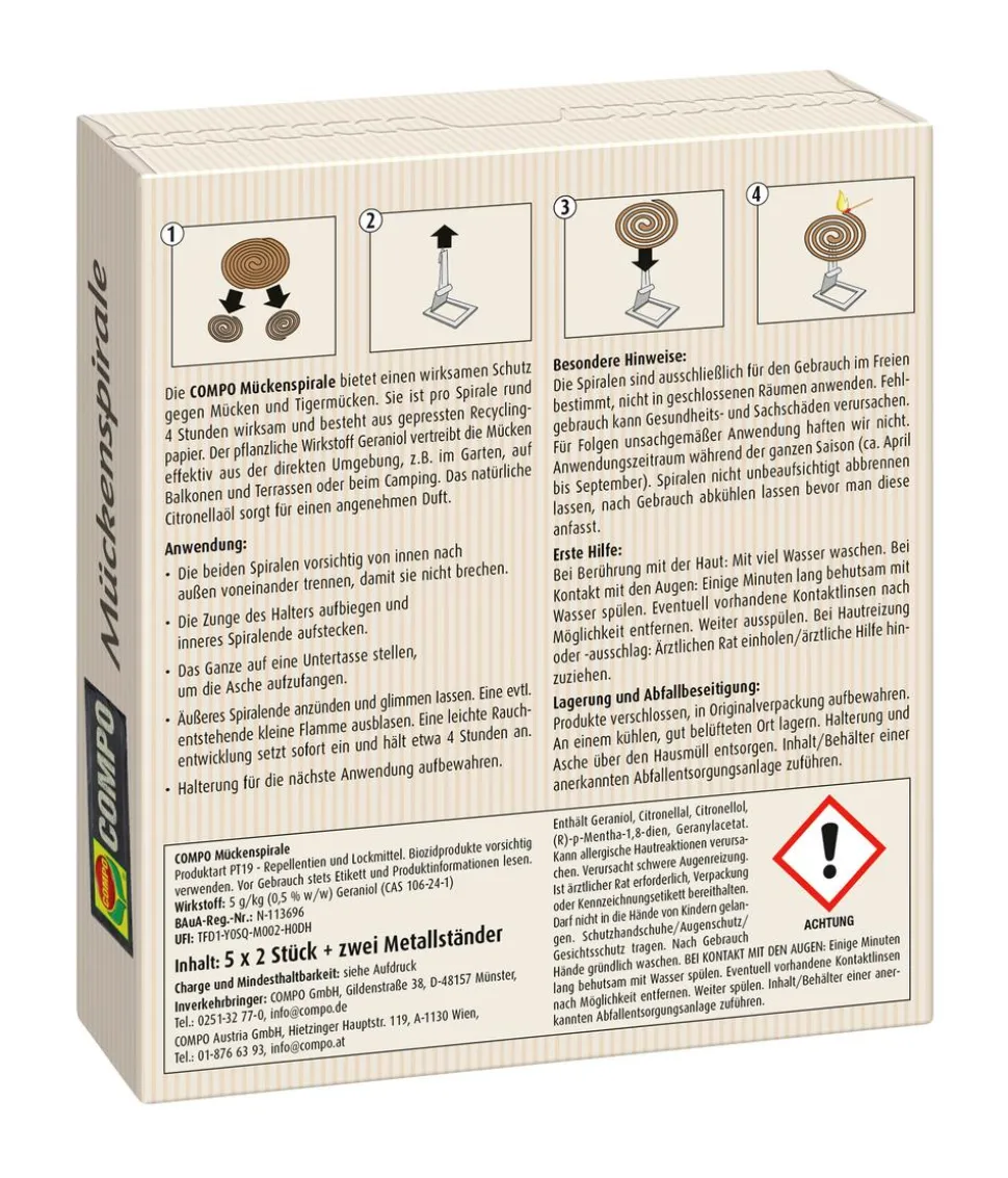 COMPO Mückenspirale mit Halterung, 10 Stk.
