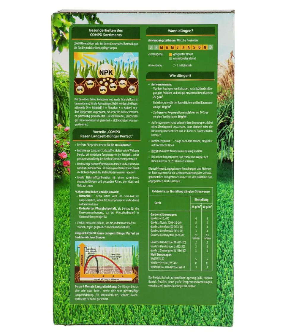 COMPO Rasen Langzeit-Dünger Perfect, 3 kg