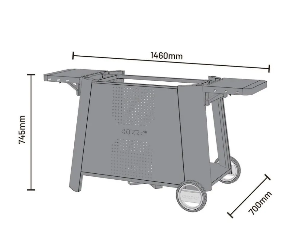 Cozze Grillwagen Premium XL für Plancha 800, ca. B146/H74,5/T70 cm