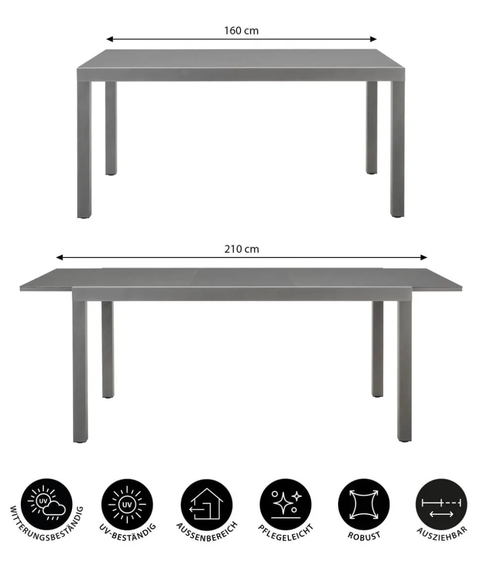 Dehner Ausziehtisch Chicago, ca. B160-210/H75/T90 cm