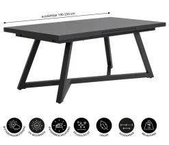 Dehner Ausziehtisch Monaco, ca. B190-250/H77/T100 cm