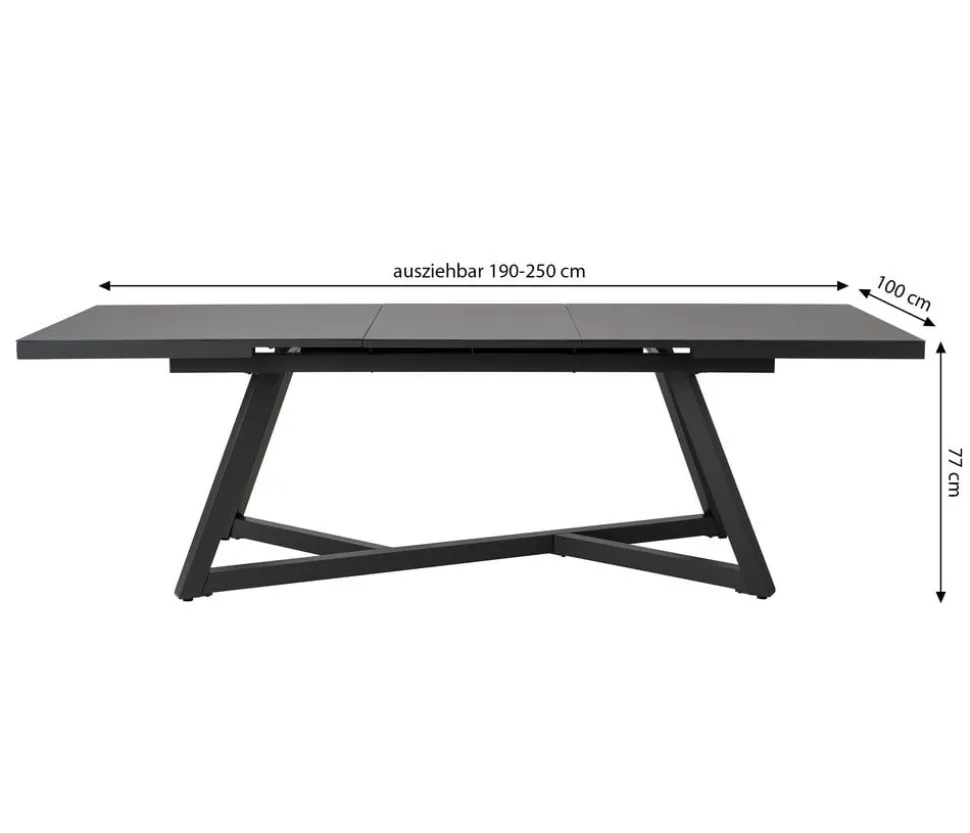 Dehner Ausziehtisch Monaco, ca. B190-250/H77/T100 cm