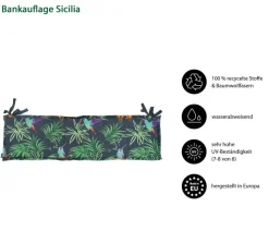 Dehner Bankauflage Sicilia 2-Sitzer, ca. B116/H6/T47 cm