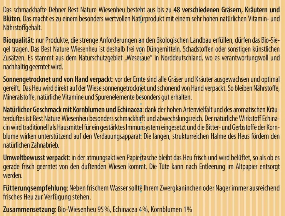 Dehner Best Nature Bio Natur-Wiesenheu, mit Kornblumen, 1 kg