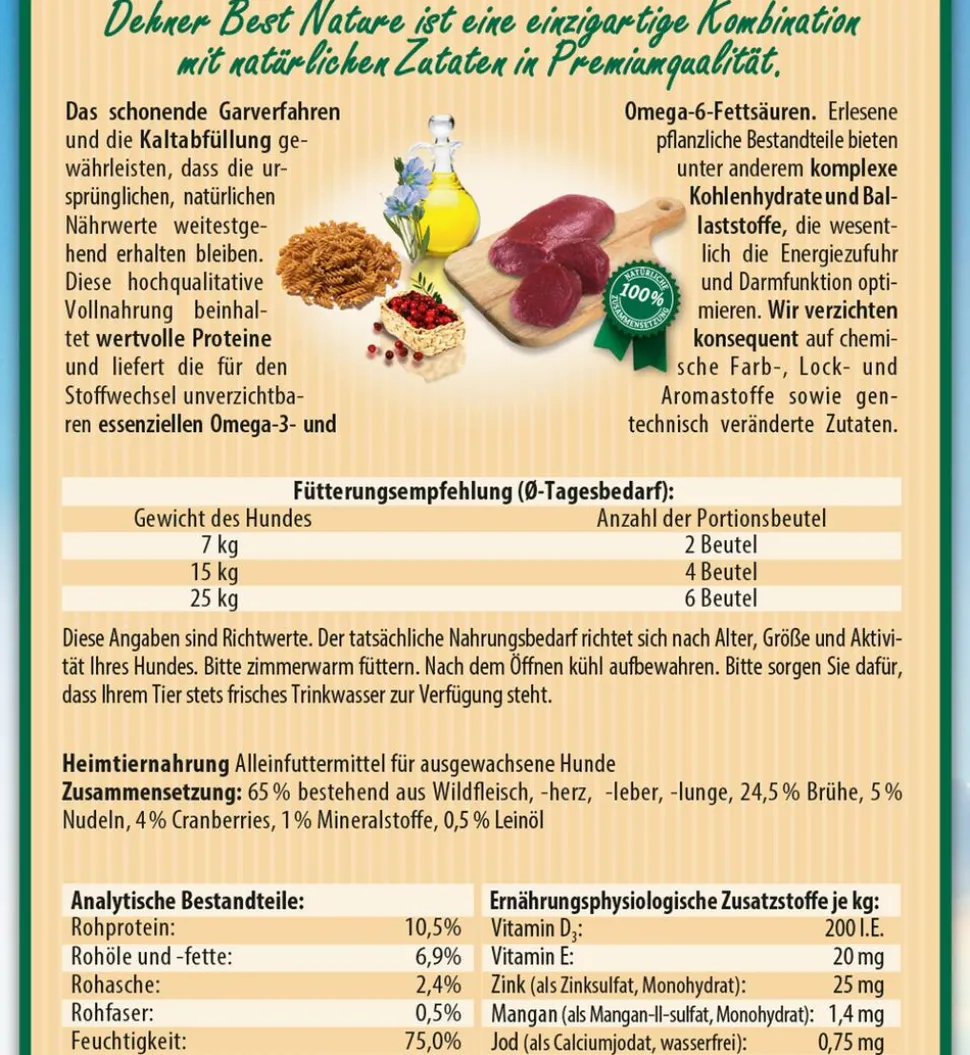 Dehner Best Nature Nassfutter für Hunde Adult, 12 x 150 g