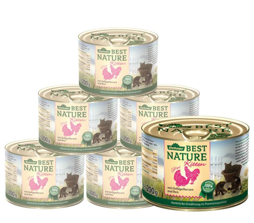 Dehner Best Nature Nassfutter für Katzen Kitten, 6 x 200 g/400 g