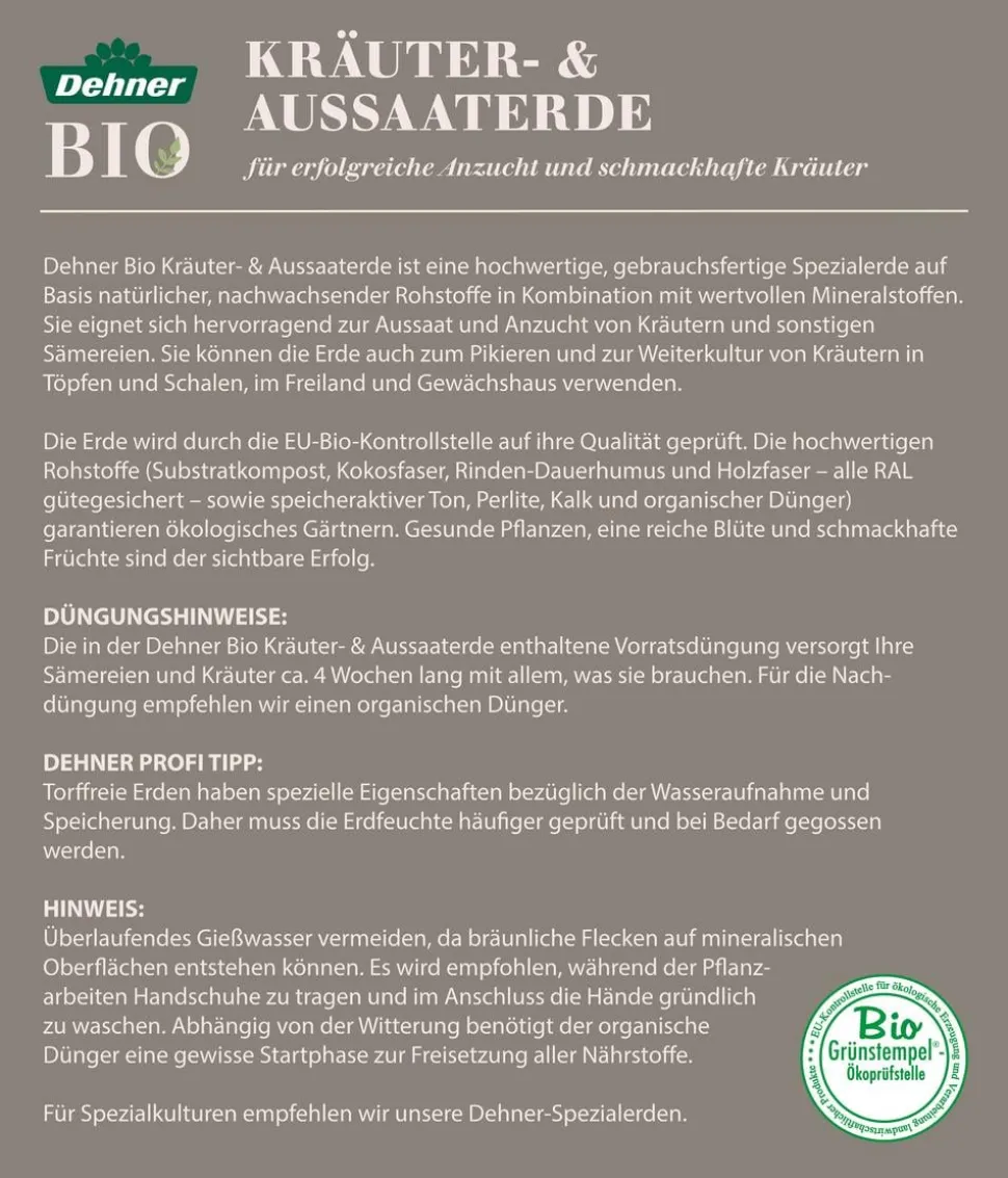 Dehner Bio Aussaat- und Kräutererde, 108 x 20 Liter