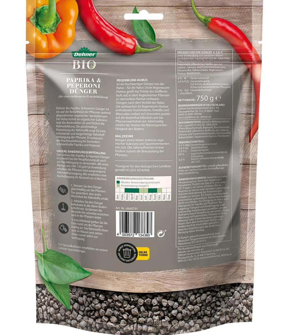 Dehner Bio Paprika- und Peperoni-Dünger, 750 g