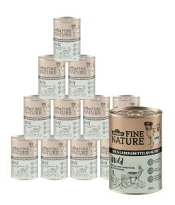 Dehner Fine Nature Nassfutter für Hunde Adult, Wild mit Sellerie, Karotten & Zwetschgen