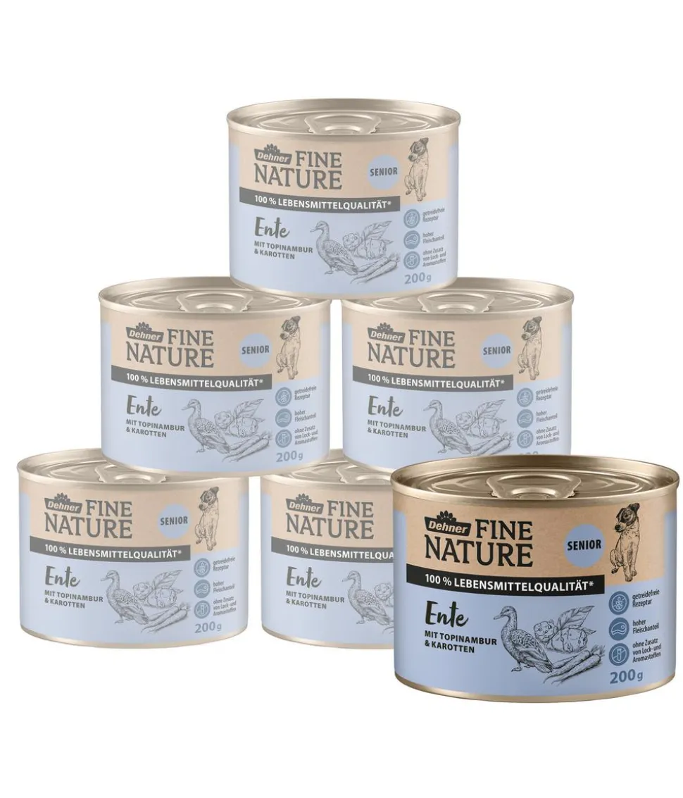 Dehner Fine Nature Nassfutter für Hunde Senior, Ente mit Topinambur & Karotten