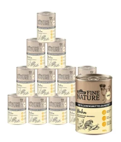 Dehner Fine Nature Nassfutter für Hunde Adult, Huhn mit Karotten, Brokkoli & Basilikum