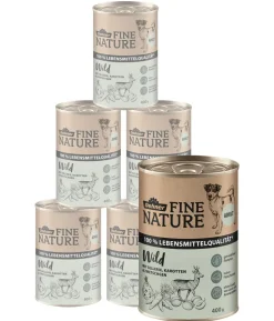 Dehner Fine Nature Nassfutter für Hunde Adult, Wild mit Sellerie, Karotten & Zwetschgen