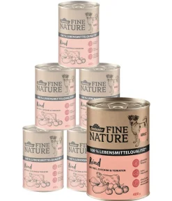 Dehner Fine Nature Nassfutter für Hunde Adult, Rind mit Reis, Zucchini & Tomate
