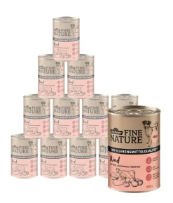 Dehner Fine Nature Nassfutter für Hunde Adult, Rind mit Reis, Zucchini & Tomate